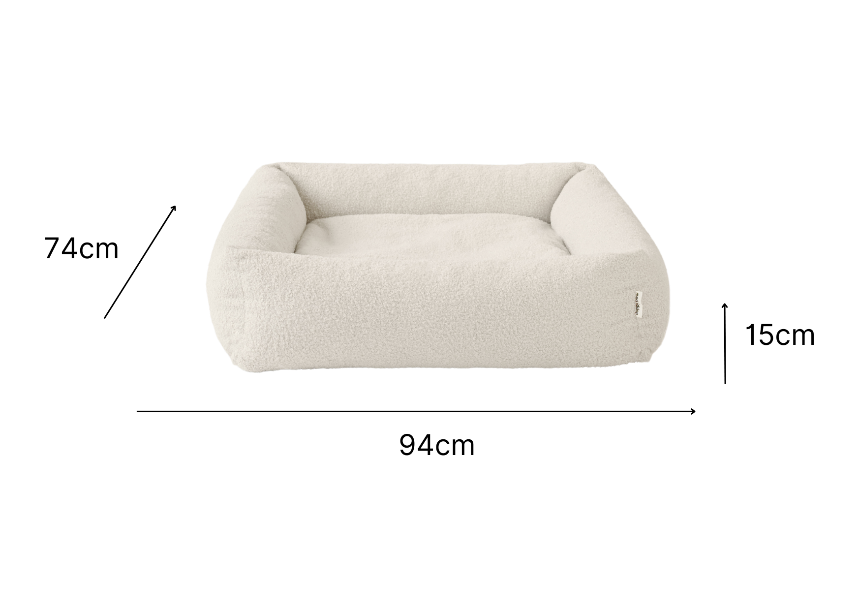 Biscuit Bed Milky White Guolis šunims išmatavimai dydžių lentelė L